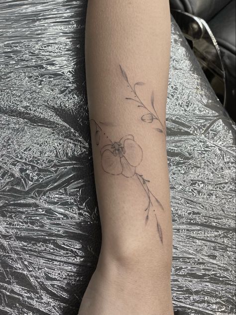 Delicate Orchid Tattoo, Orchid Fine Line, Orchid Fine Line Tattoo, Line Orchid Tattoo, Fine Line Orchid Tattoo, Vine Tattoo, Orchid Tattoo, Fine Line Tattoo, Vine Tattoos