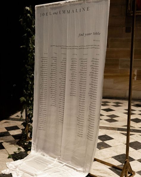 Joel & Emmaline, a forever favourite.⁠ E.E. Cummings Poetry & Seating Chart on Silk from the Transient Collection⁠ -⁠ Layering poetic details, Heidi from @theromance.styling created a timeless aesthetic within the walls of The Great Hall of the University of Sydney⁠, captured flawlessly by @megankelly.studio ⁠ -⁠ florals & styling: @theromance.styling⁠ silk signage @esthetic.bride⁠ stationery @paperpaper.co⁠ photographer @megankelly.studio Seating Chart Wedding Vintage, Vintage Seating Chart, Fabric Seating Chart, E E Cummings, The Great Hall, University Of Sydney, Great Hall, Timeless Aesthetic, Theater Seating