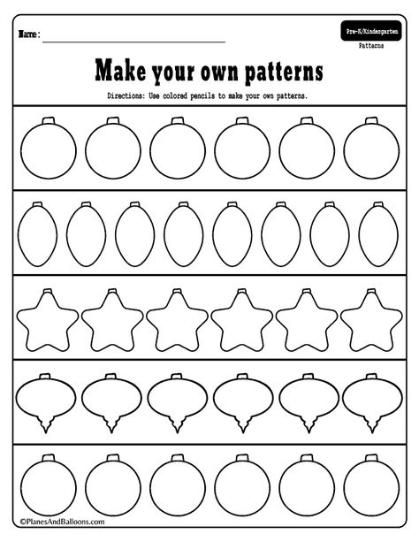 Preschool Christmas math activities - preschool Christmas theme activities. Add these ornaments pattern worksheets to your preschool Christmas theme lesson plan for sure this year! #preschool Holiday Math Activities Kindergarten, Making Patterns Preschool, Holiday Prek Activities, Christmas Pattern Worksheet, Christmas Tree Kindergarten Activities, Ornament Preschool Activities, Christmas Pattern Activities Preschool, Christmas Lessons For Preschoolers, Winter Patterns Preschool