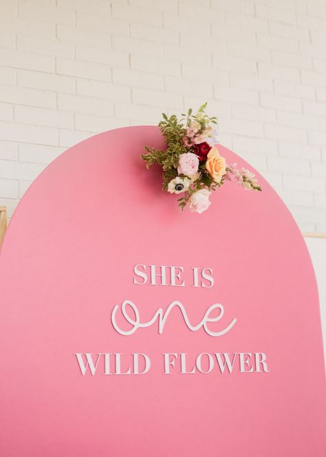 She Is One Wild Flower! Whimsical Floral First Birthday Party - Color & Chic She Is One Wildflower Birthday, Flowers First Birthday Party, One Wildflower Birthday Theme, One Wild Flower Birthday, Wild One Birthday Party Girls Diy Flower, Wildflower One Birthday Party Girls Diy, Whimsical First Birthday Girl, Born To Bloom First Birthday, Wild Flower 1st Birthday Girl