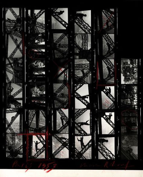 FRANCE. Paris. The Eiffel Tower. © Marc Riboud. Fonds Marc Riboud au MNAAG/Magnum Photos Exhibition Inspiration, Iconic Photographs, Marc Riboud, Eiffel Tower Photography, A Level Photography, Contact Sheet, Famous Photos, Photography Collection, In Memoriam