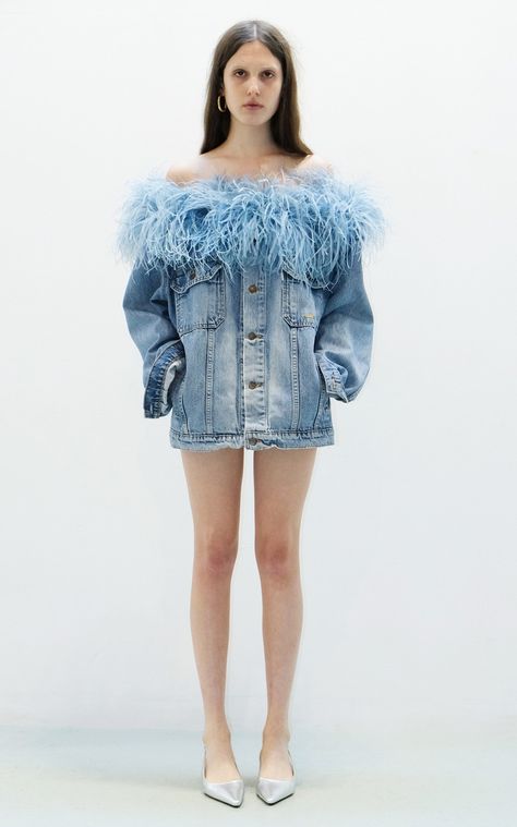 Women's Françoise Pre Fall 2024 Collection | Moda Operandi Reworked Denim Outerwear For Fall, Luxury Chic Winter Denim Jacket, Multicolor Denim Winter Outerwear, Designer Denim Long Sleeve Outerwear, Pre Fall 2024, Luxury Winter Denim Outerwear, Customized Outfits, Dinner Outfit Fall, Dress Garden