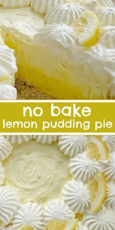 Lemon Fluff Pie, Summer Desserts Easy No Bake Simple, No Bake Pudding Pie, Lemon Pie No Bake, Lemon Pudding Pie, Lemon Pudding Recipes, No Bake Lemon Pie, Lemon Cream Pie, Pie No Bake