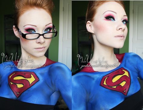 Female Superman Female Superman, Superman Clark Kent, Diy Facials, Rihanna Cover, Special Occasion Makeup, Amazing Halloween Makeup, Super Girl, Clark Kent, Fantasy Makeup