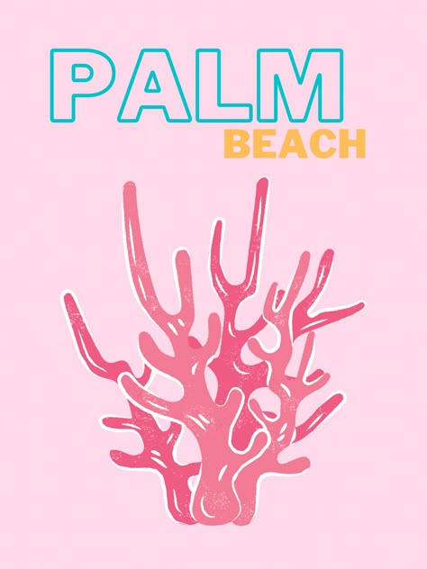 City Posters, Palm Beach, Coral, Instant Download, Energy, Wall, Pink