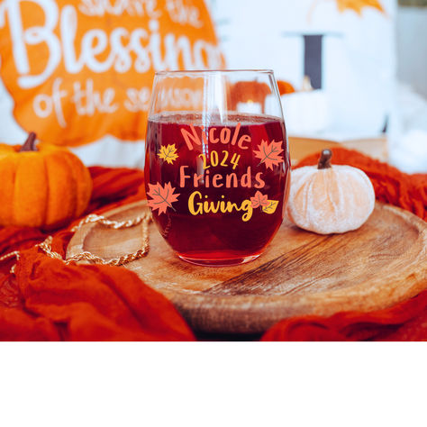 Personalized Friendsgiving Wine Glass, Custom Fall Cup, Thanksgiving Party Favors, Fall Wine Glass, Thanksgiving Gifts, Friends Wine Glass 🍂🍷

Cheers to friendship and fall vibes with our Personalized Friendsgiving Wine Glass! This 11.75 oz stemless glass, featuring cozy fall colors and leaves, is perfect for your Thanksgiving or Friendsgiving table. Customize with each friend’s name to make every sip special! 🍁✨ Friendsgiving Table, Thanksgiving Party Favors, Autumn Wine, Custom Glasses, Halloween Cups, Thanksgiving Party, Custom Cups, Thanksgiving Parties, Warm Autumn