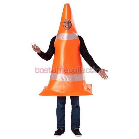 Cone man Traffic Cone Costume, Cone Costume, Funny Adult Costumes, Traffic Cone, Funny Dresses, Disney Halloween Costumes, Mens Halloween Costumes, Costume Collection, Adult Halloween Costumes