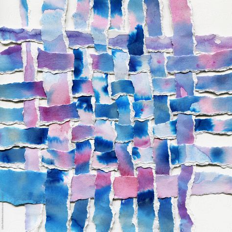 Weaving Paper Art, Watercolor Weaving, Weaving With Paper, Weaving Paper, Violet Shades, Paper Weave, Watercolor Collage, Classroom Art Projects, Homemade Art