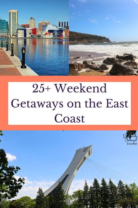 Over 25 Amazing destinations perfect for a weekend getaway on the east coast, USA! East Coast Weekend Getaway, America Outfit Ideas, Northeast Road Trip, Cheap Weekend Getaways, Girls Trip Destinations, East Coast Vacation, Best Weekend Trips, Girls Weekend Getaway, East Coast Usa