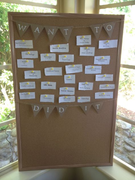 A Silly Whim: Bucket List Board Bucket List Wall Display, Bucket List Board Diy, Bucket List Board, Bucket List Craft, Den Room, Summer Routine, Mops Crafts, Bucket List Family, Christmas Bucket List