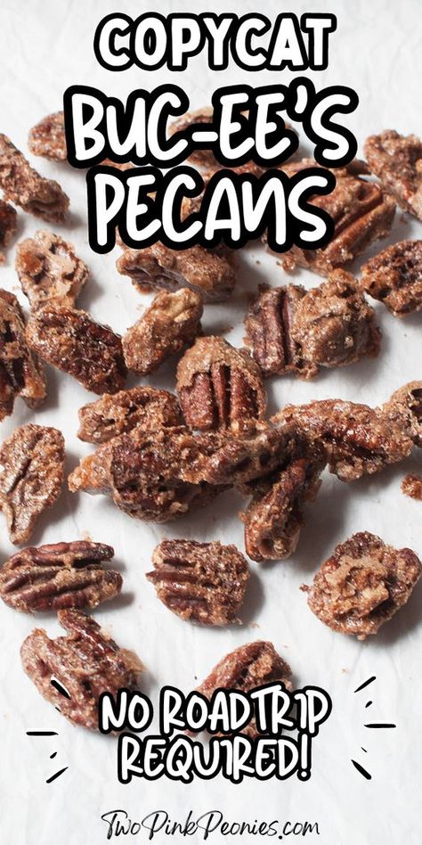 If you love the amazing candied pecans from Buc-ees you'll love this easy copycat recipe for them!! No road trip is required for these delicious copycat Buc-ees pecans. Buccees Candied Pecans Recipe, Buccees Candied Pecans, Homemade Candied Pecans, Glazed Pecans Easy, Buc-ee's Recipes, Pecans Candied Easy, Easy Pecan Recipes, Copycat Snack Recipes, Candy Pecans Recipe Easy