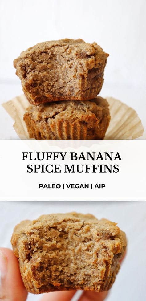 Cassava Banana Muffins, Cassava Flour Banana Muffins, Aip Banana Muffins, Aip Breakfast Muffins, Aip Baking Recipes, Aip Muffin Recipes, Aip Easter Recipes, Banana Spice Muffins, Aip Banana Recipes