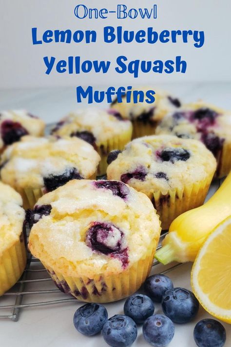 Lemon Blueberry Squash Muffins, Yellow Squash Muffin Recipes, Lemon Blueberry Zucchini Muffins, Squash Muffins Yellow, Shredded Summer Squash Recipes, Yellow Squash Breakfast Recipes, Yellow Squash Dessert Recipes, What To Do With Yellow Squash, Yellow Squash Cake