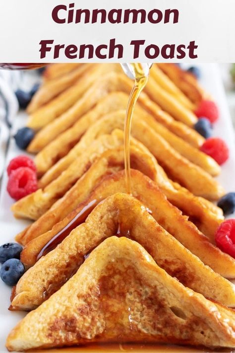 This Easy Cinnamon French Toast recipe is miles above the rest. It's loaded with spices like cinnamon, nutmeg, and ginger, then topped with a sweet maple syrup. #berlyskitchen Cinnamon French Toast Recipe, Easy Cinnamon French Toast, French Toast Recipe Cinnamon, Healthy French Toast, Toast Pizza, Cinnamon Breakfast, Best French Toast, French Toast Sticks, Cinnamon French Toast