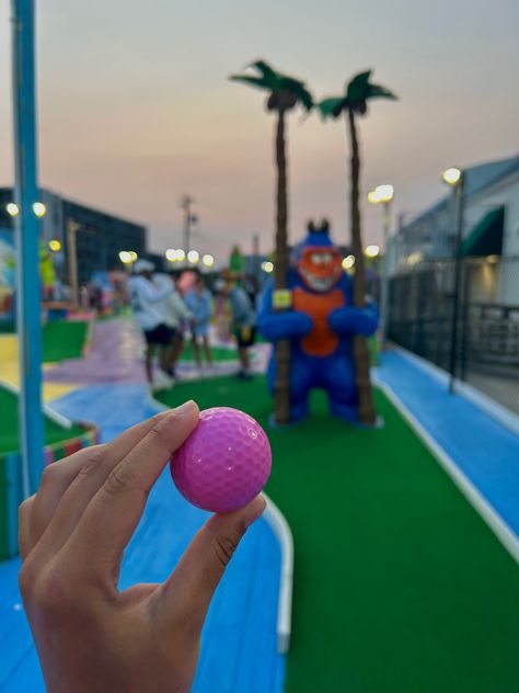 Summer | Mini Golf | OCNJ | boardwalk | beach | golf | aesthetic | Cute Golf Pictures, Mini Golfing Aesthetic, Mini Golf Aesthetic, Boardwalk Beach, Golf Aesthetic, Golf Pictures, Beach Golf, Beach Boardwalk, Mini Golf