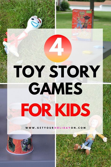 Toy Story Kid Games are a must in my house! DIY Birthday Party Toy Story Ideas! Toy Story Birthday Games, Toy Story Party Games, Toy Story 4 Birthday Party, Disney Themed Games, Party Games Diy, Toy Story 4 Birthday, Disney Party Games, 4 Birthday Party, Boys Birthday Party Games