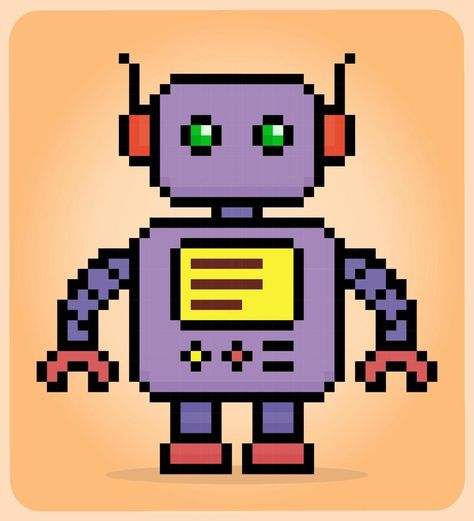 8 bit pixel robot in vector illustrations for game assets. Computer Pixel Art, Pixel Robot, Vector Texture, Game Ideas, Vector Illustrations, 8 Bit, Game Assets, Computer Science, Pixel Art