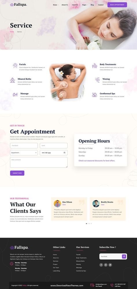 Fallspa - Beauty & Spa Center React Template Services Website Design, Services Website, Spa Center, Homepage Layout, Beauty Parlor, Hair Salons, Spa Services, Wellness Center, Beauty Spa