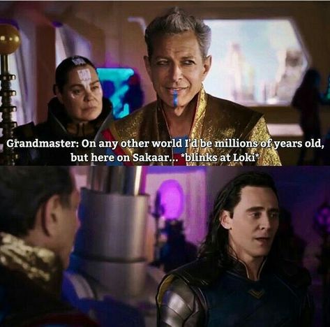 Grandmaster and Loki Loki X Grandmaster, Tom Hiddleston Quotes, Loki Fan Art, Tom Hiddleston Funny, Loki And Thor, Thor And Loki, Thor Ragnarok, Marvel Villains, Marvel Avengers Funny