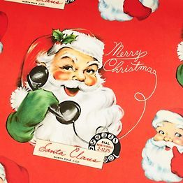 Modern Christmas Gift Wrapping, Hello Santa, Vintage Christmas Wrapping Paper, Pink Wrapping Paper, Paper Wrap, Vintage Phone, Vintage Christmas Gifts, Wrapping Paper Design, Holiday Wrapping Paper