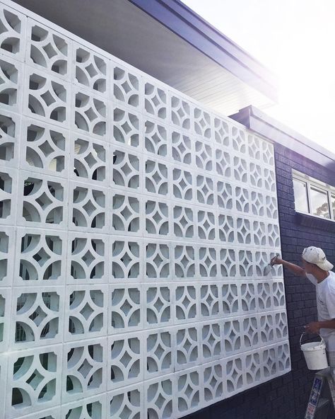 SUNDAY COLLECTOR on Instagram: “The new breeze brick wall on the deck was looking mighty fine today with it's second coat of paint. Starlight blocks from…” Breeze Block Wall, Breeze Blocks, Block Wall, The Deck, Brick Wall, The Collector, Outdoor Structures, Paint, Wall