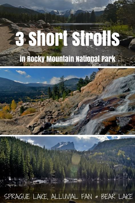 Rocky Mountain National Park in #Colorado has some amazing #hiking options, but if you only have time for a short visit, these three hikes could all be done in one day & still leave you plenty of time for more exploring! Make sure to add Sprague Lake, Alluvial Fan & Bear Lake to your must-see list for #rmnp! You won't regret it! #mountains #waterfalls #mountainlakes #photography #lakes Denver Travel, Rocky Mountain National Park Colorado, Road Trip To Colorado, Colorado Trip, Colorado Adventures, Estes Park Colorado, Colorado Vacation, Park Trails, Colorado Hiking