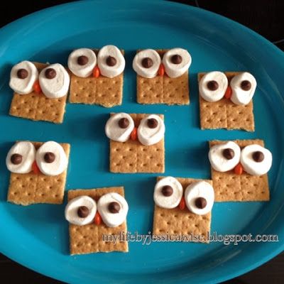 Owl Party Food, Owl Snacks, Owl Themed Birthday Party, Bird Theme Parties, Large Marshmallows, Owl Themed Parties, Theme Snack, Bird Birthday Parties, 2nd Birthday Party For Girl