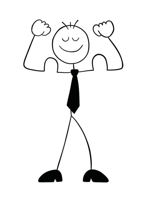 Stickman Businessman Character Strong and Showing Biceps Vector Cartoon Illustration Stick Man Party, Stickman Character, Ok Illustration, Strong Illustration, Stickman Drawing, Whiteboard Art, Sharpie Drawings, Stick Drawings, Strong Men