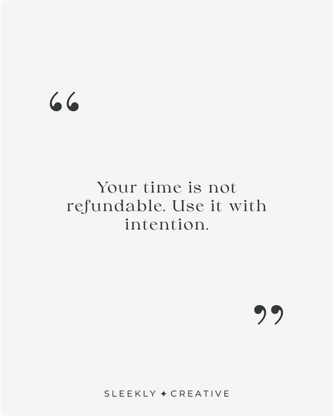 / MONDAY MOTIVATION / Make every moment count, and spend your time wisely and with intention! Here's this week's quote: "Your time is not refundable. Use it with intention." Have a wonderful week! ✨ Sleekly Planning on Etsy ✨ Explore all my original insert designs, stickers and resources for A5, half letter, A6, personal & pocket ring binders - The Iink is in my details. I'm grateful for your support! 💕 Time Is Not Refundable Quotes, Quotes On Intention, Quotes On Being Intentional, Quotes About Making Time, Quotes About Being Intentional, Quotes About Intention, Making Time Quotes, True Intentions Quotes, Intentionality Quotes