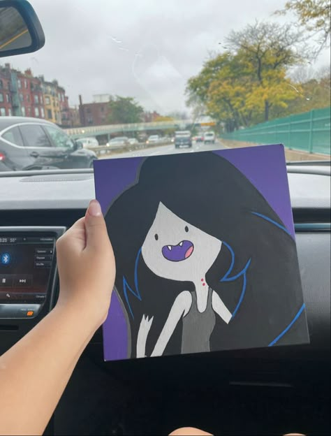 Adventure Time Acrylic Painting, Adventure Time Canvas Painting, Marceline Painting, Cartoon Network Paintings, Marceline Drawing, Adventure Time Painting, Adventure Time Drawings, Diy Abstract Canvas Art, Hippie Painting