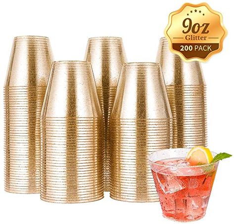 AmazonSmile: 200pcs 9OZ Glitter Plastic Cups, Disposable Gold Cups, Clear Plastic Tumblers, Gold Glitter Cups, Disposable Cups for Wedding, Thanksgiving, Christmas Party: Kitchen & Dining Melanin Brunch, Cheap Graduation Party Ideas, Wedding Utensils, Disposable Wedding Cups, High School Graduation Party Favors, Bingo Fundraiser, Christmas Party Cups, 16 Party Themes, Dirty 30 Birthday