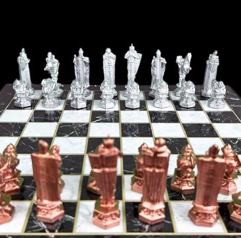 The Wizard chess set is made entirely of environmentally friendly METAL material:
There are 3 Different Variants in the Wizard Chess set produced by FuMe:

- Only Pieces (Metal)

- Big Board + Pieces ( Metal )

- Small Board + Pieces ( Metal ) Wizard Chess Set, Wizard Chess, Big Board, Chess Sets, The Wizard, Chess Set, Metal Material, Chess Board, Name Plate