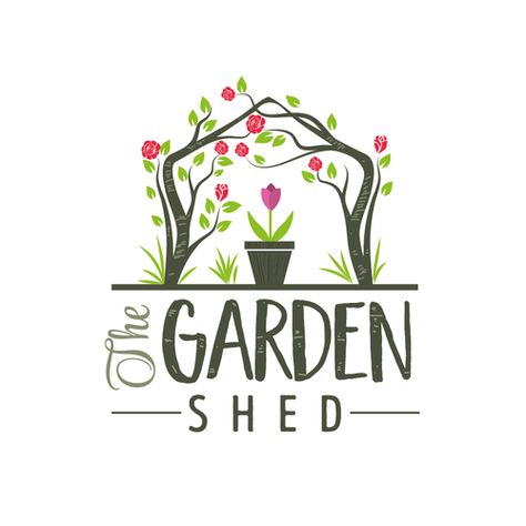 garden shed logo Gardening Logo Design, Logo Garden Design, Garden Logo Design Ideas, Plant Shop Logo, Garden Logo Design, Garden Kindergarten, Gardening Logo, Cottage Logo, Garden Planing