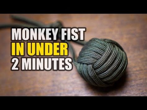 Make a MONKEY FIST KNOT In UNDER 2 MINUTES! - YouTube Diy Monkey Fist Knot, Monkey Knot Tutorial, Monkey Fist Knot Tutorial, Monkeys Fist Knot, Knot Tying Tutorial, Diy Yarn Decor, Ball Knot, Monkey Fist Keychain, Monkey Knot