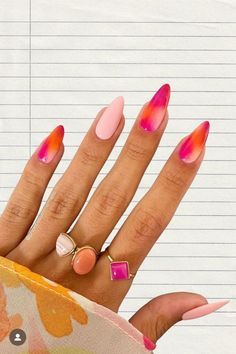 Sunset Nails, August Nails, Manicure Y Pedicure, Fire Nails, Chic Nails, Nail Polishes, Trendy Nails, Almond Nails, Nail Art Design