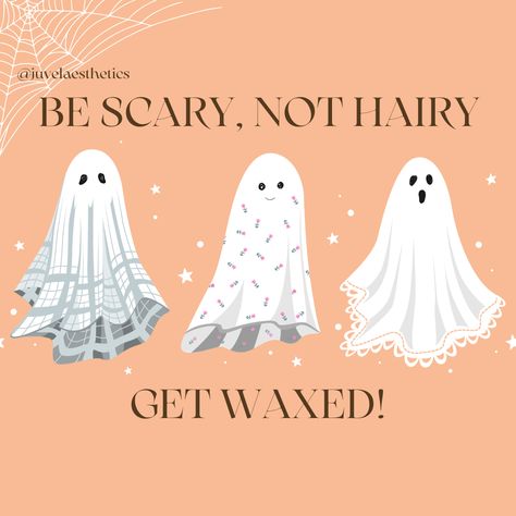 Esthetician Pictures Beauty, October Esthetician Specials, Esthetician Halloween Quotes, Halloween Med Spa Specials, Halloween Waxing Posts, Wax Instagram Post, Esthetician Humor Funny, Esthetician Instagram Post Ideas Waxing, Salon Booth Decor