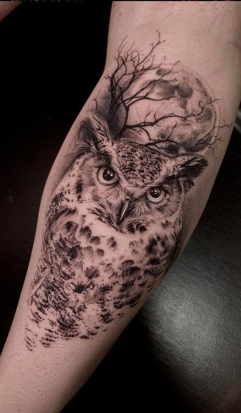 Half Sleeve Owl Tattoos For Women, Tattoo Owl Men, Owl Sleeve Tattoo Women, Realistic Owl Tattoo For Women, Owl Flower Tattoo, Owl Tattoo Arm, Epic Tattoo Ideas, Great Horned Owl Tattoo, Owl Tattoos For Men