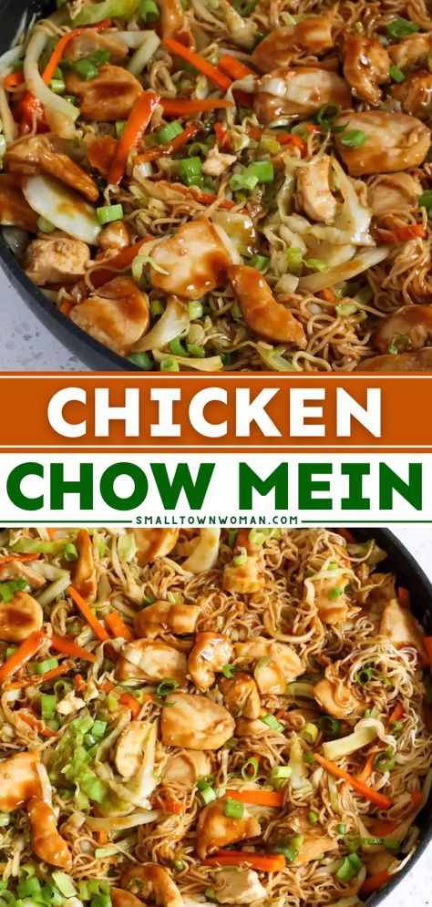 Whip up this simple meal under 30 minutes! This easy chicken chow mein recipe will become one of your favorite quick dinner ideas. Complete with vegetables in the tastiest sauce ever, this chicken stir fry is better than takeout! Chicken Chow Mein Sauce Recipe, Easy Chow Mein Recipe Simple, Simple Chow Mein Recipe, Easy Chicken Chow Mein Recipe, Food Recipes With Chicken, Chicken Chow Mein Recipe Easy, Easy Chicken Chow Mein, Chicken Chow Mein Recipe, Recipe With Chicken