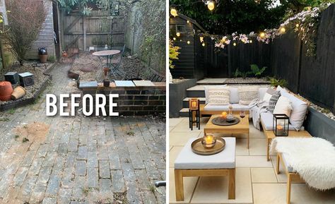 Before-After-Design-Makeovers Small Side Yard, Before After Design, Rain Garden Design, Attorney Office, Library Dining Room, Home Addition Plans, Landscape Rocks, House Makeovers, Home Exterior Makeover