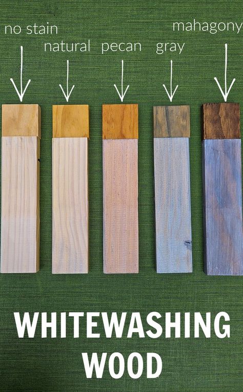 comparison of how to whitewash wood over stained wood Whitewash Stained Wood, How To Whitewash Wood, Color Washed Wood, White Wood Stain, Whitewash Paint, How To Whitewash, Stain On Pine, Pine Walls, Different Types Of Wood