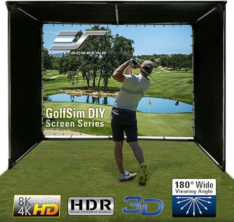 【Features & Includes】Internal Spacer suppresses and dampens the noise generated when golf ball impacts screen. Material withstands up to 1062 continuous golf ball strikes on the same spot at 160mph. The average impact rebound is less then 1.6' Golf Impact Screen, Diy Golf, Impact Screen, Indoor Golf, Golf Diy, Projection Screens, Sports Training, Golf Accessories, Golf Swing