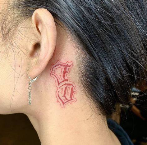 Red Ear Tattoo, 13 Tattoo, Tattoo Behind Ear, Type Tattoo, Forarm Tattoos, Neck Tattoo For Guys, E Tattoo, Badass Tattoos, Future Style