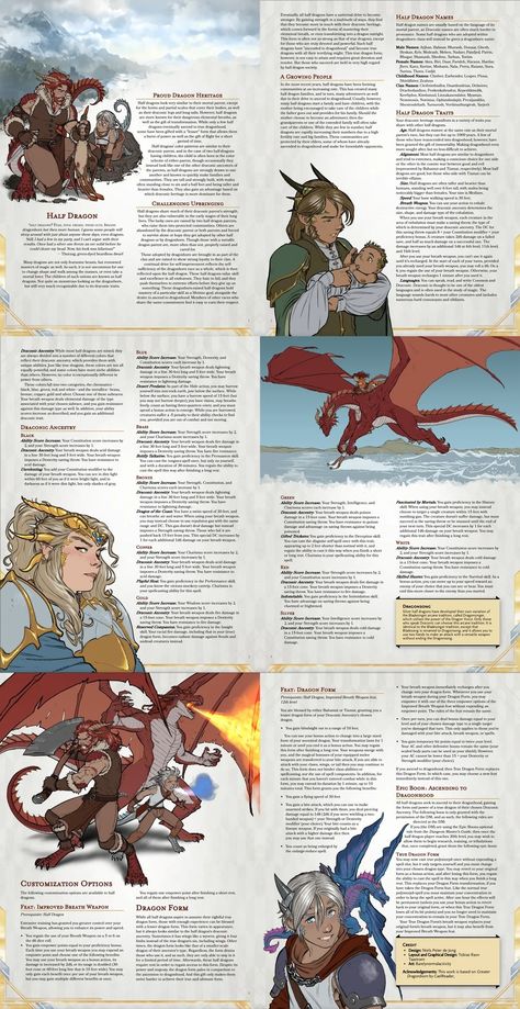 Half Dragon, Dungeons And Dragons Races, D D Races, Dnd Classes, Dnd Races, Dnd Funny, Dungeons And Dragons Classes, Dnd 5e Homebrew, Dnd Dragons