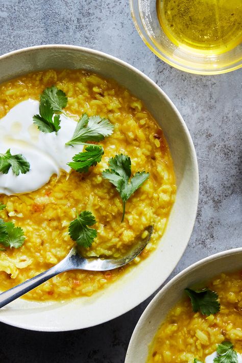 Instant Pot Khichdi Recipe - NYT Cooking Khichdi Recipe, Indian Cheese, Saag Paneer, Vegetarian Main Course, Lentils And Rice, Nyt Cooking, Honey Chicken, Easy Weeknight Meals, Italian Dishes