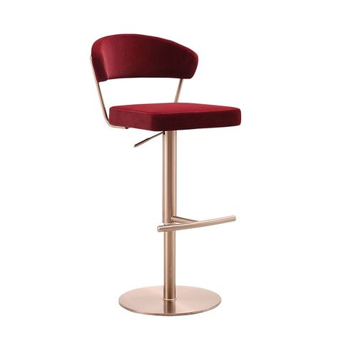 Everly Quinn Virgile Swivel Adjustable Height Stool | Wayfair Red Barstools, Red Bar Stools, Contemporary Fire Pit, Red Bar, Glider Chair, Counter Bar Stools, Leather Sectional, Rose Gold Color, Black Faux Leather