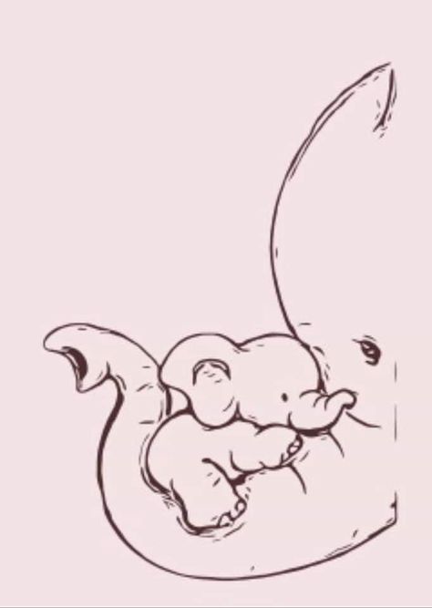 Elephant And Baby Tattoo, Elephant Simple Drawing, Doodle Elephant, Simple Elephant Drawing, Mother Daughter Elephant Tattoo, Elephant Drawings, Cute Elephant Drawings, Mom And Baby Elephant Tattoo, Elephant Doodle Simple