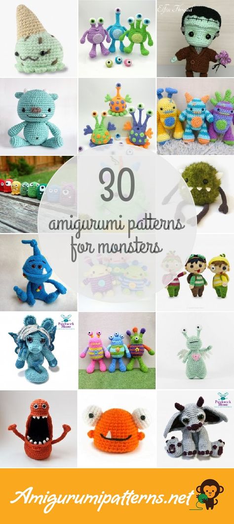 30 Monsters Amigurumi Patterns Monster Crochet, My Singing Monsters, Crochet Monsters, Singing Monsters, Mini Monster, Crochet Fall, Crochet Cross, Crochet Diy, Crochet Free