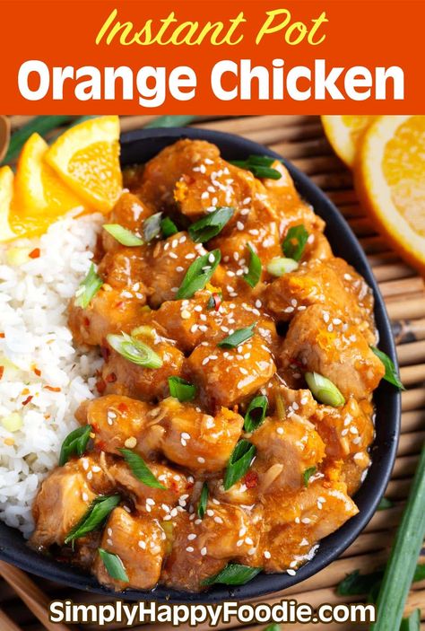 Making delicious Instant Pot Orange Chicken is a great way to have a takeout meal at home on busy weeknights. This easy dinner recipe is full of flavor and quick to make. With tender chicken and flavorful sauce this is a dish that the whole family will love, even your picky eaters will enjoy this tasty Instant Pot dinner idea. simplyhappyfoodie.com, instant pot dinner ideas, pressure cooker orange chicken Instant Pot Dinner Ideas, Instant Pot Orange Chicken, Fast Crockpot Meals, Takeout Recipes, Instant Pot Dinner, Ip Recipes, Orange Chicken Recipe, Easy Dinner Recipe, Best Instant Pot Recipe