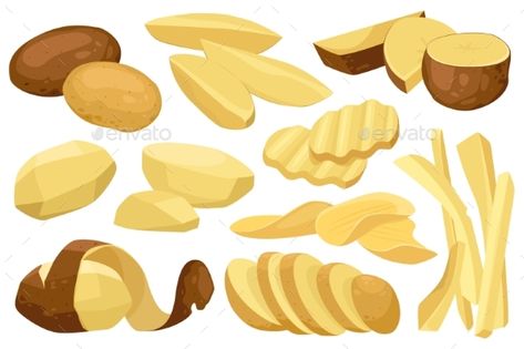 Realistic Potato Vector Set Potato Illustration, Meat Icon, Bakery Icon, Ice Cream Set, Elements Design, Vector Elements, Green Vegetables, Graphic Elements, Flat Illustration