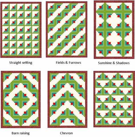 Patterns For Quilts, Log Cabin Patchwork, Log Cabin Blocks, Log Cabin Ideas, Log Cabin Quilt Pattern, Log Cabin Quilt Blocks, Log Cabin Designs, Quilt Square Patterns, Bonnie Hunter